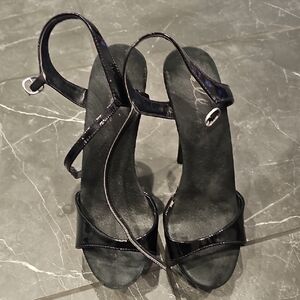 Ellie Glossy Black Strappy Heels